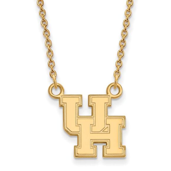 14k Gold Plated Silver U of Houston Small Pendant Necklace - Picture 1 of 4